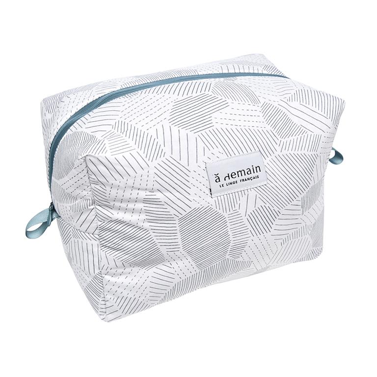 Trousse de toilette imprimée en coton vert d'eau 26x17
