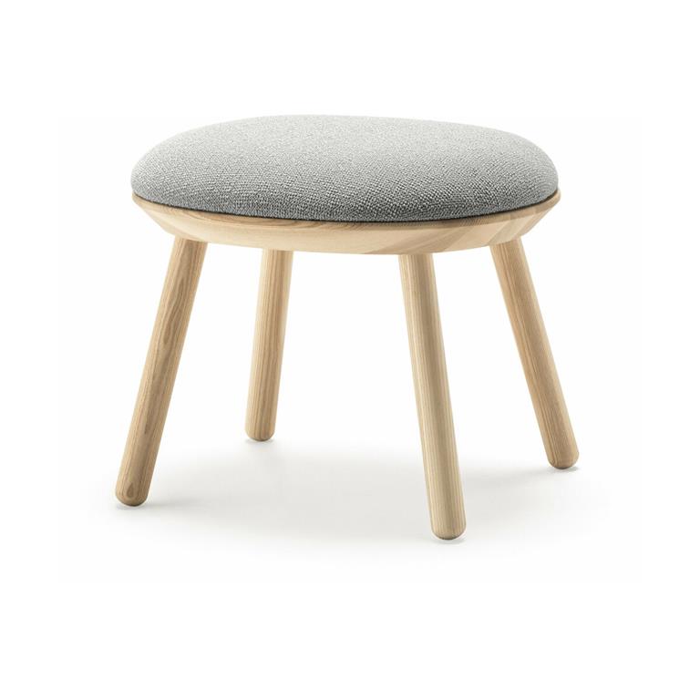Tabouret en frêne et tissu gris Naïve - Emko