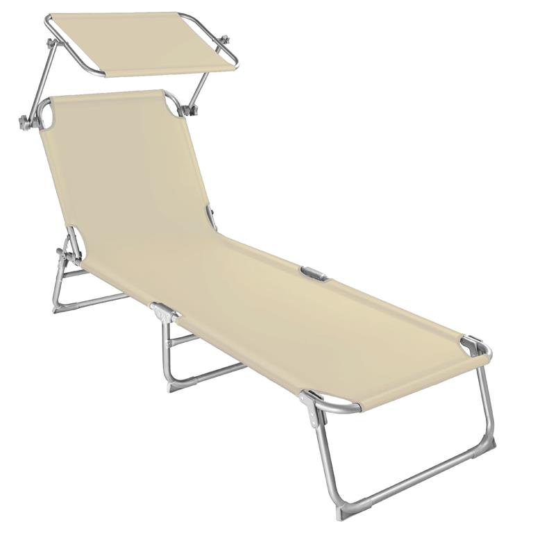 Transat pliable en acier dossier réglable  4 positions anti UV beige