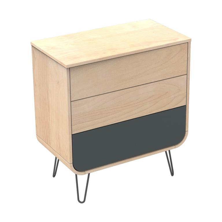 Commode 3 tiroirs pieds métal
