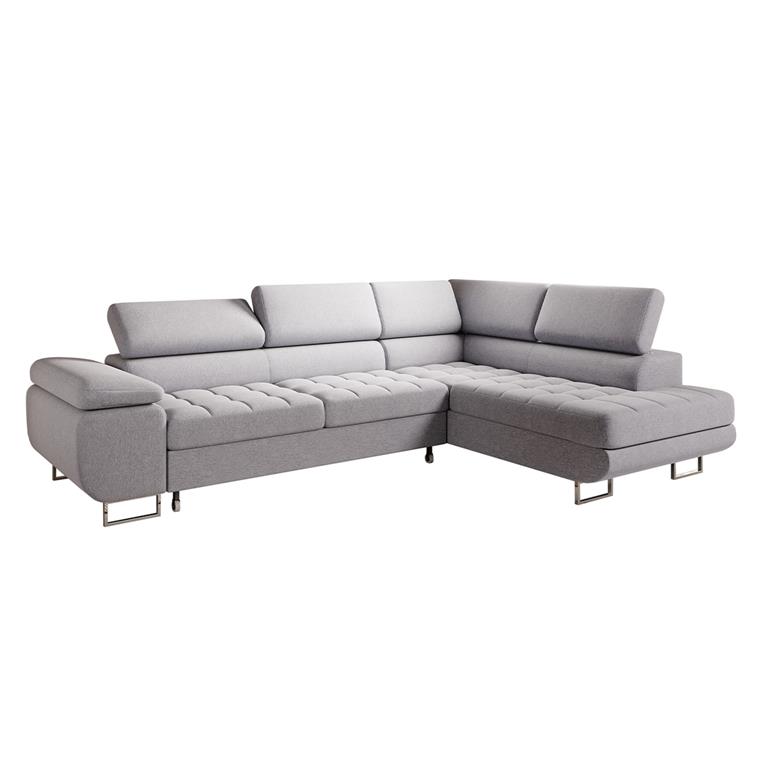 Canapé d'angle convertible droite 4 places tissu gris