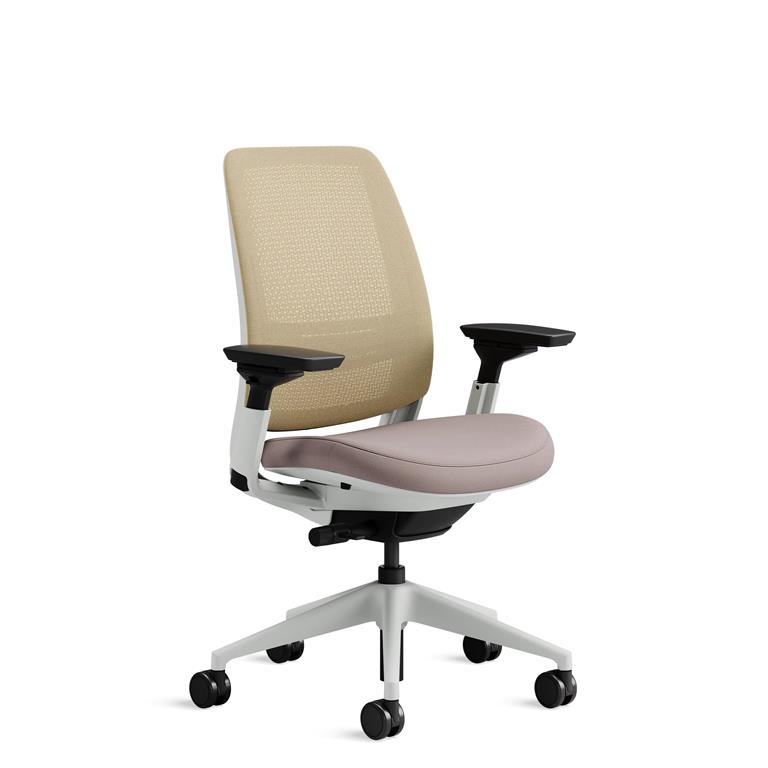 Chaise de bureau ergonomique en tissu beige 72 x 64 x 101