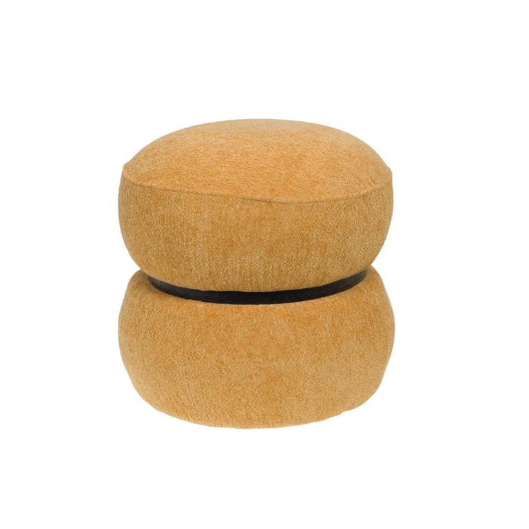 Pouf   petit modèle jaune jaune moutarde en tissu