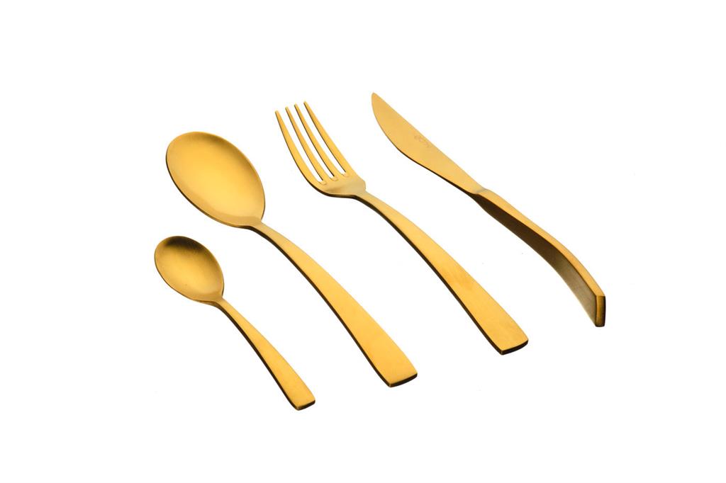Lot de 24 ménagères en inox or D