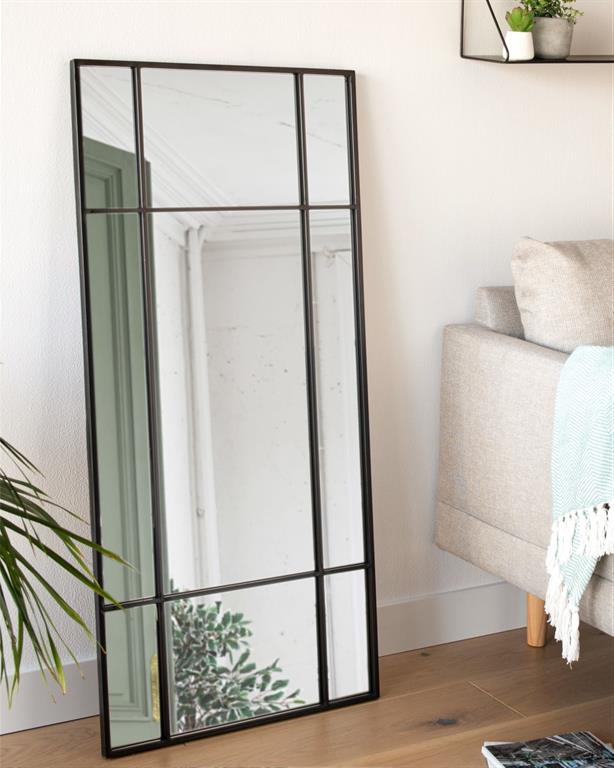 Miroir rectangulaire fenêtre en métal noir 50x110