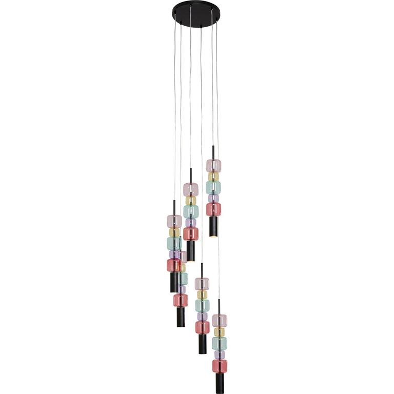 Suspension en verre multicolore et acier noir