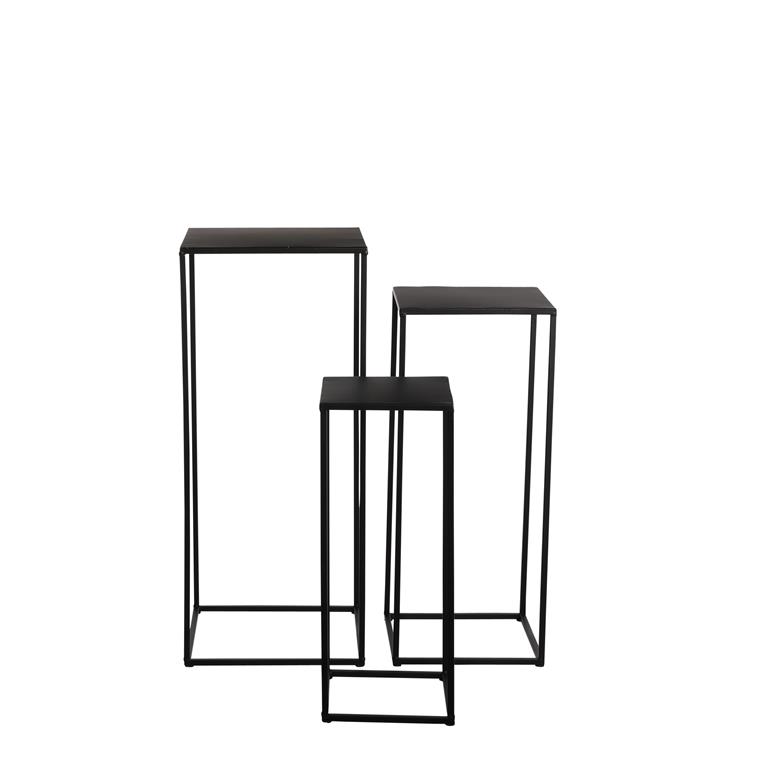 Lot de 3 tables gigognes en métal noir