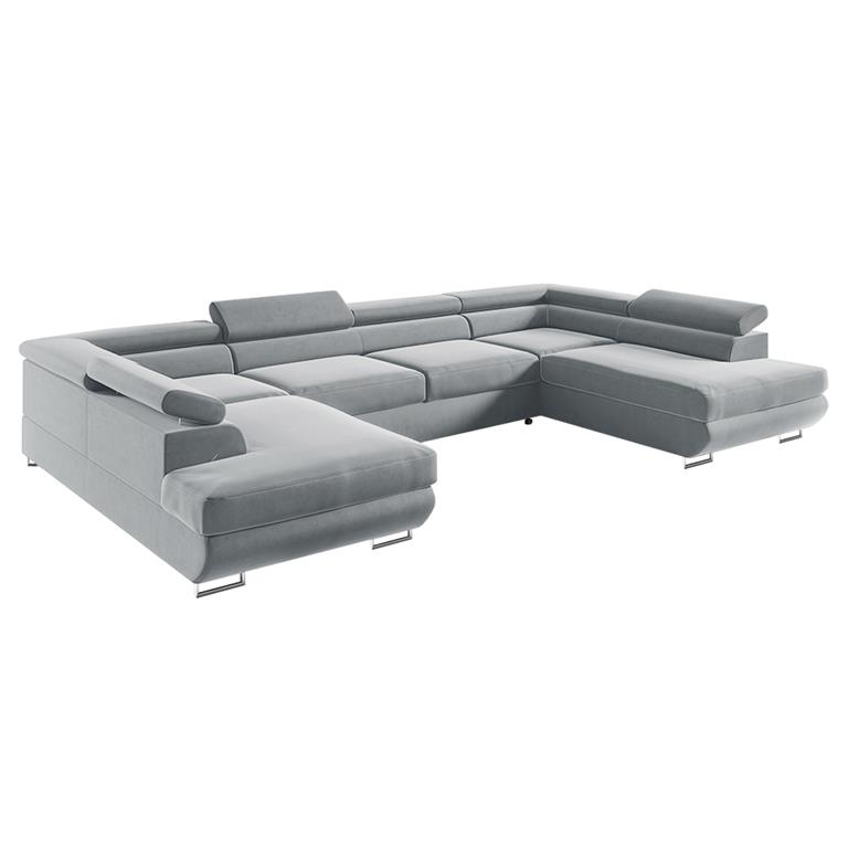 Canapé panoramique 5 places convertible tissu gris