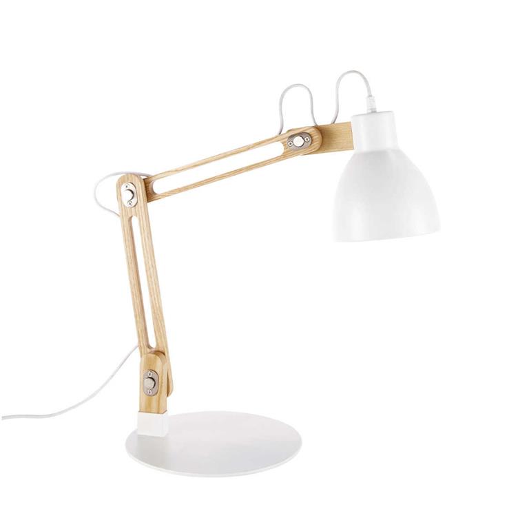 Lampe orientable en métal et bois blanche H 58 cm VASSILI