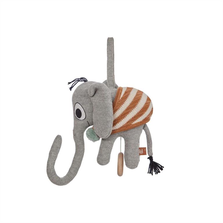 Mobile musical gris en coton H18x17x13cm