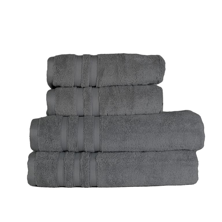 Ensemble de bain 4 pièces en coton/modal Anthracite