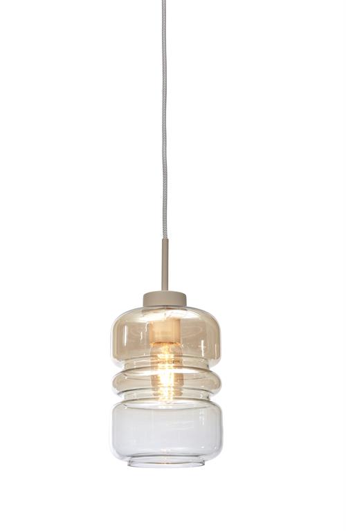 Suspension fer verre diamètre 15cm beige