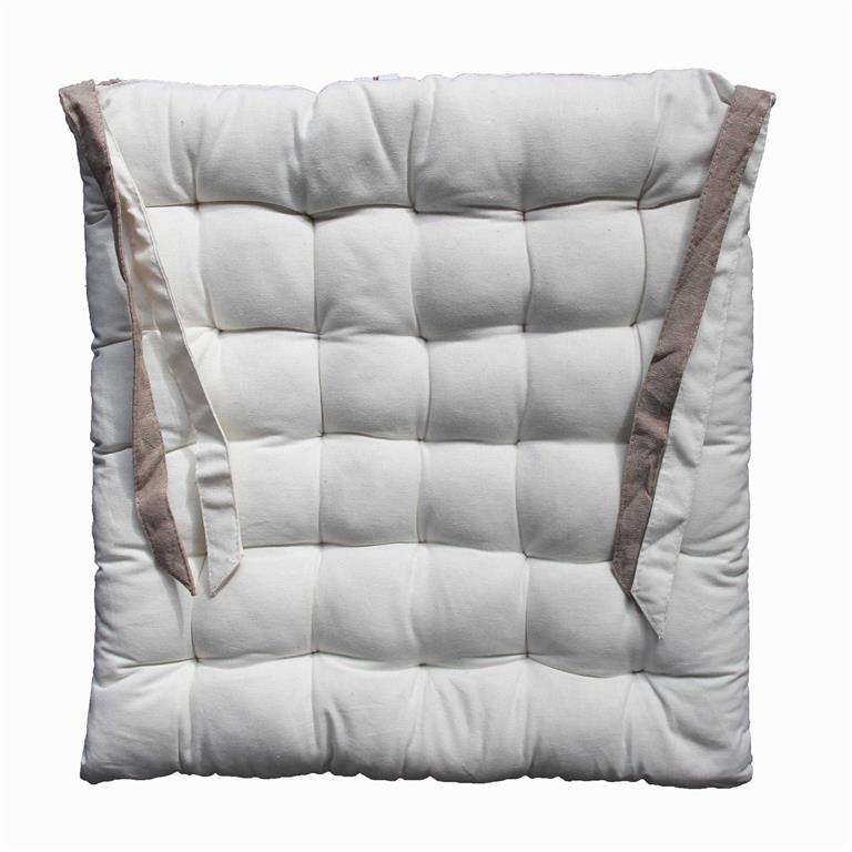 Galette de chaise carré en coton blanc 40x40