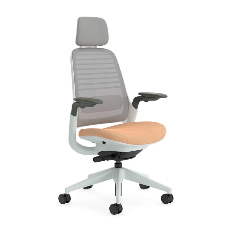Chaise de bureau ergonomique en tissu orange 66 x 64 x 112