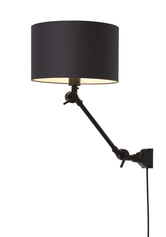 Applique noire flexible et abat-jour noir L65cm
