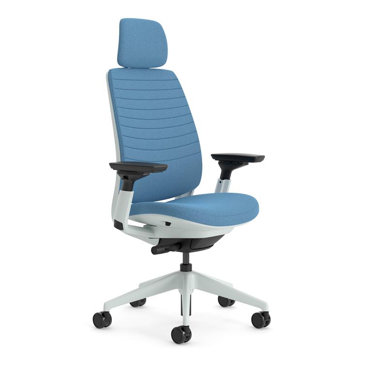 Chaise de bureau ergonomique en tissu bleu 72 x 64 x 121