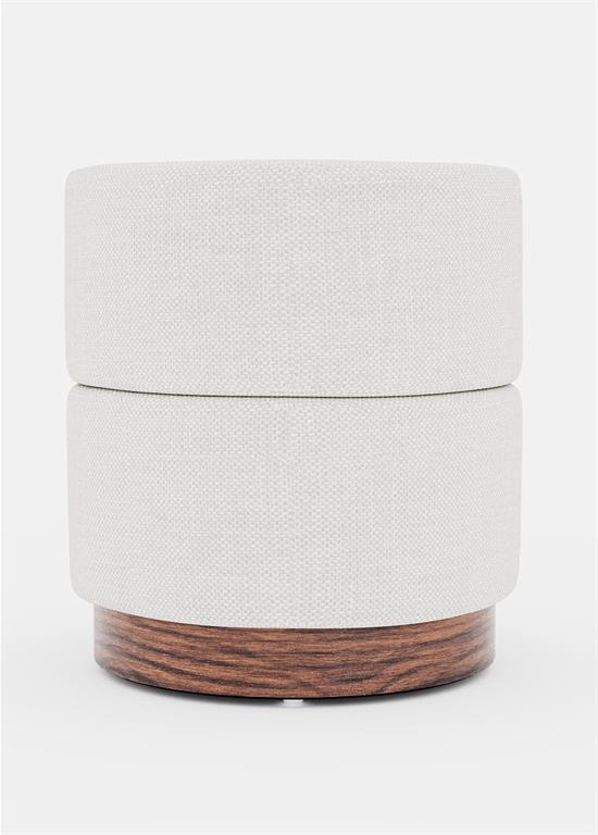 Pouf en textile avec base en bois Potiron Paris - POT-AUGUSTE - Blanc - Particules de bois - Taille 