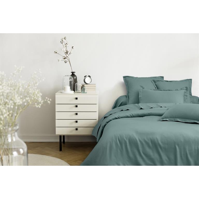 Drap plat 2 personnes  270x300 cm satin de coton céladon