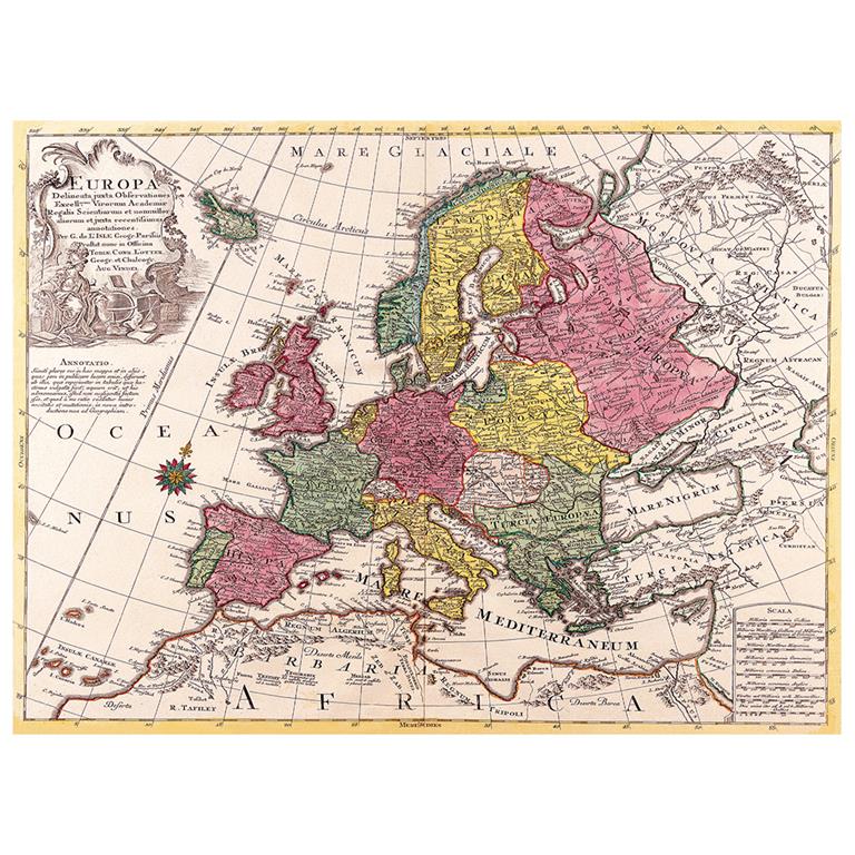 Anciennes éditions de la cartographie européenne datant d'environ 1500.    Impressions sur toile pour une décoration élégante et raffinée de vos murs et un élément décoratif unique pour ...
