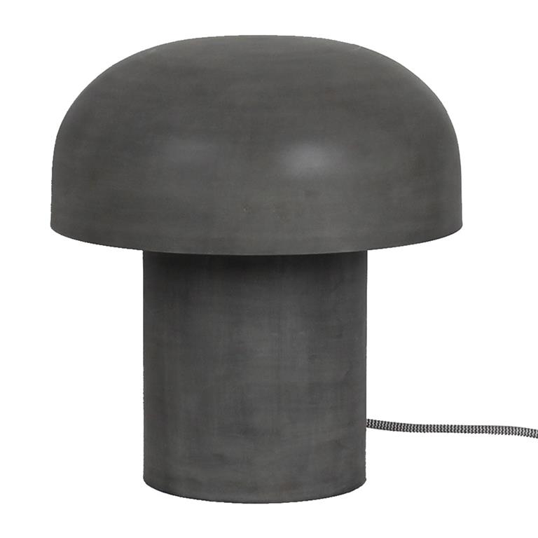 Lampe à poser champignon en métal finition galva grise H31