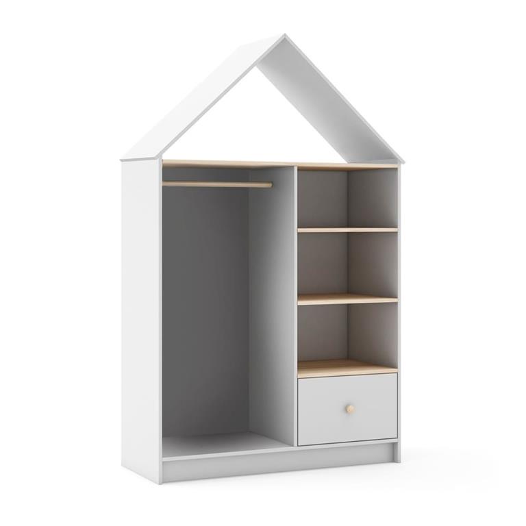 Dressing  cabane enfant mdf et pin coloris blanc et naturel