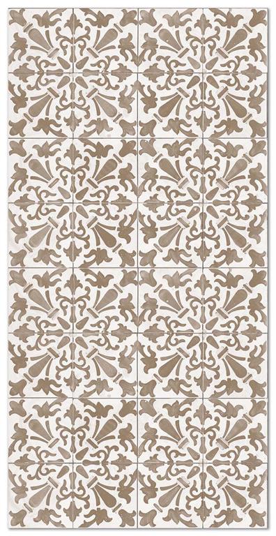 Tapis vinyle carreaux ciments géométrique brun 80x200cm