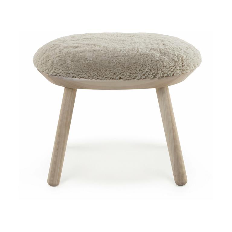 Tabouret en frêne et laine de mouton Naïve - Emko