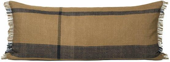 Grand coussin rectangulaire en coton et lin marron 90 x 40 cm Dry - Ferm Living