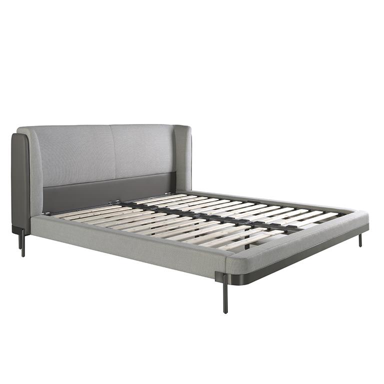 Lit en tissu gris clair et simili cuir gris foncé modèle 7156 Angel Cerdá S.L. Lit double au design moderne avec une tête de lit originale et une structure en ...
