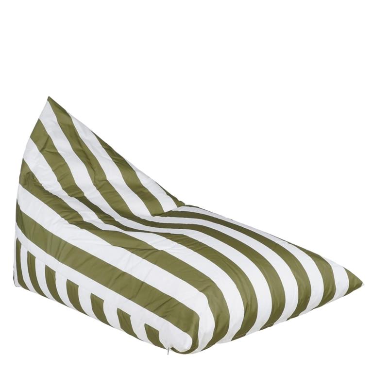 Pouf en polyester vert et blanc L140