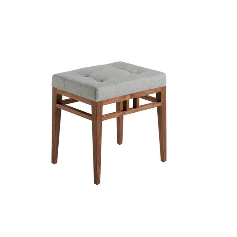 Banquette en tissu gris et effet bois noyer