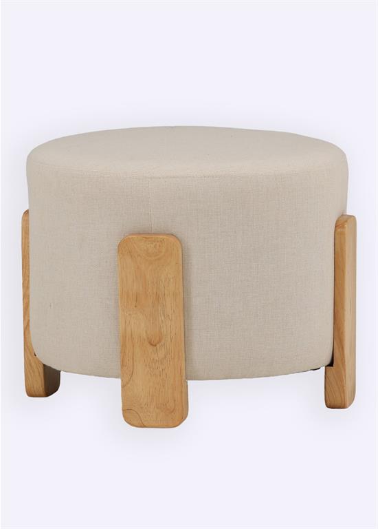 Pouf en tissu avec piètement en bois Venture Design - VEN-15110-111 - Beige - Bois d'hévéa - Taille 