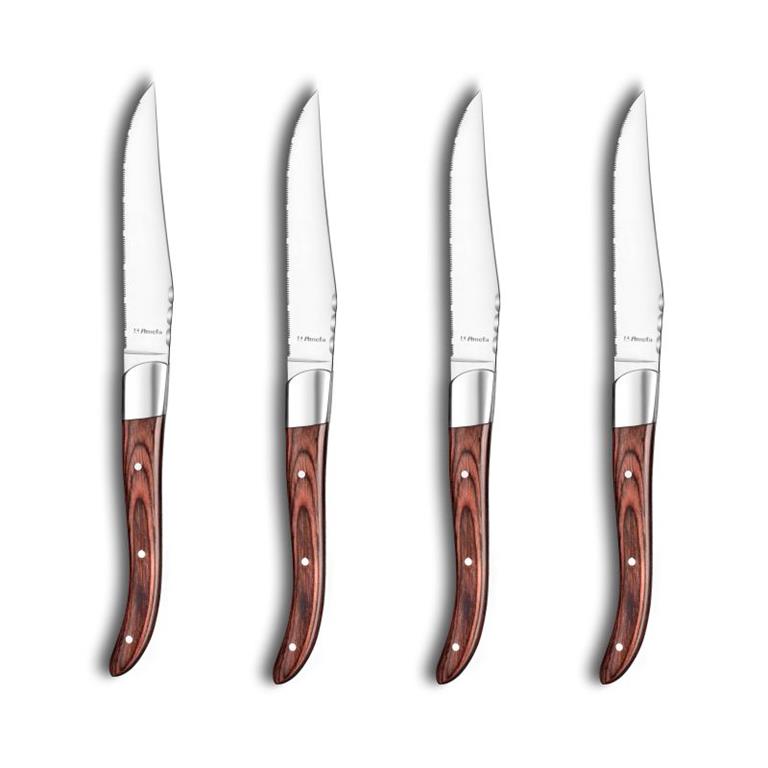 Coffret 4 couteaux steak bois