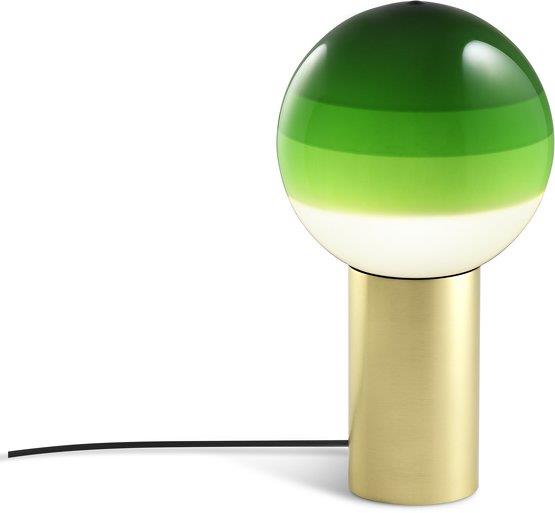 Lampe de bureau en métal et verre soufflé vert et doré Dipping