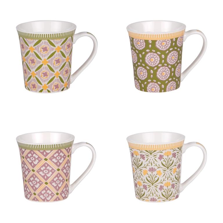 Coffret de 4 mugs   38 cl multicolores en porcelaine