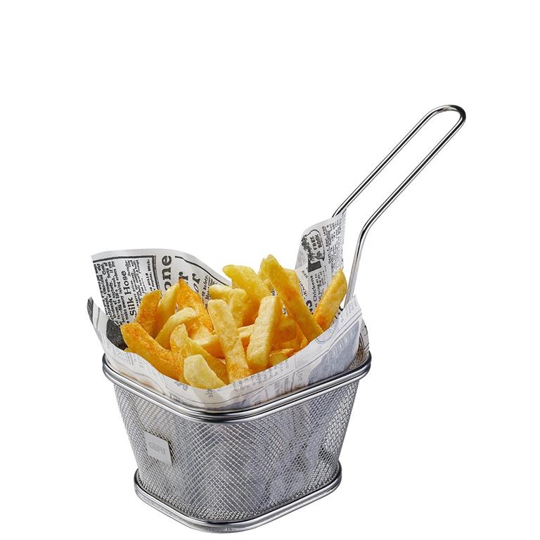 Panier à frites en acier inoxydable argent