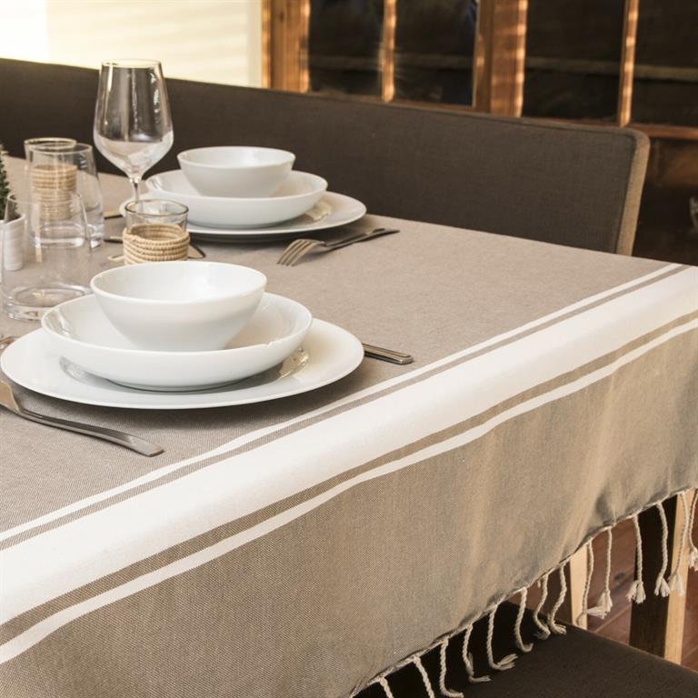 Nappe coton taupe clair 150x250