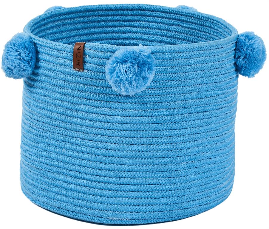 Panier enfant uni fait main bleu - 30x25