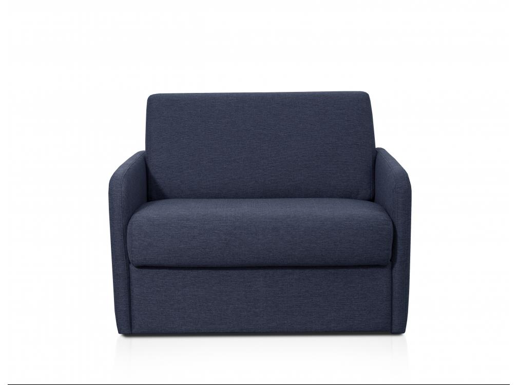Fauteuil Convertible Express en tissu - Matelas 70x190 cm - Bleu foncé