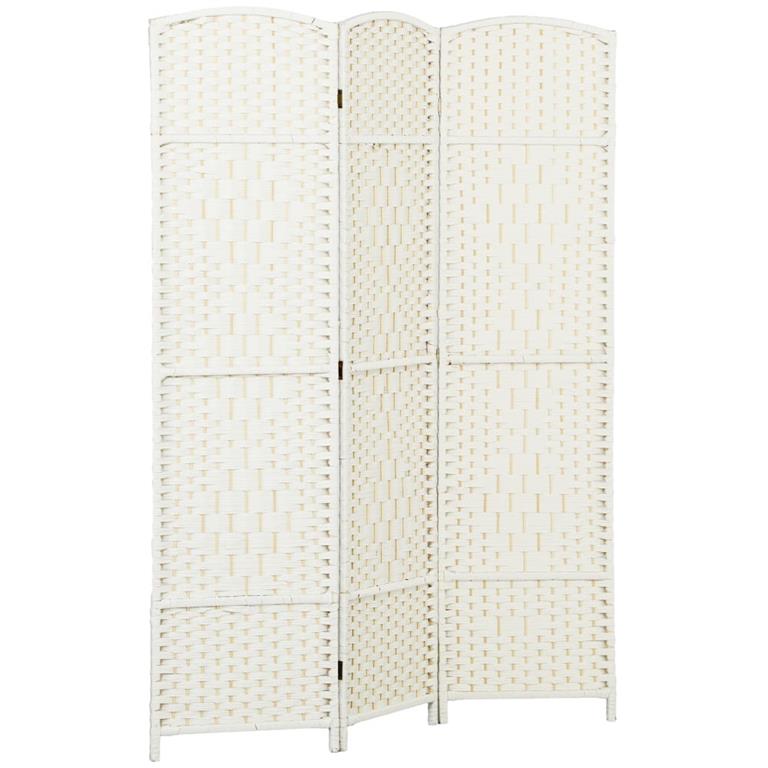 Paravent intérieur pliable 3 panneaux polypropylène et bois blanc