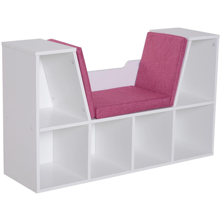 Bibliothèque banc 2 en 1 - 6 casiers coussins inclus