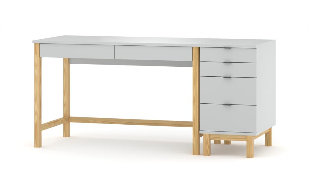 Bureau pour enfant en pin massif&MDF 120x60 gris