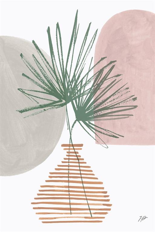 Décoration fleur feuille en éventail imprimé sur toile 60x90 cm