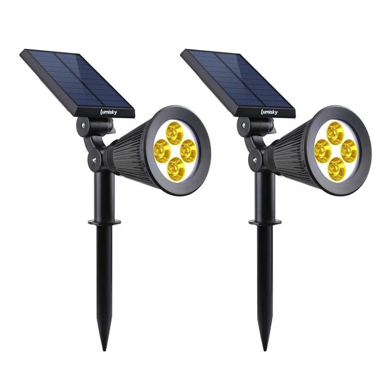 Lot de 2 spots solaires projecteurs Plastique Noir 100LM
