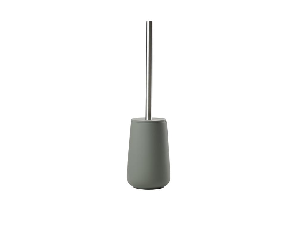 Brosse de toilette en porcelaine et acier vert olive