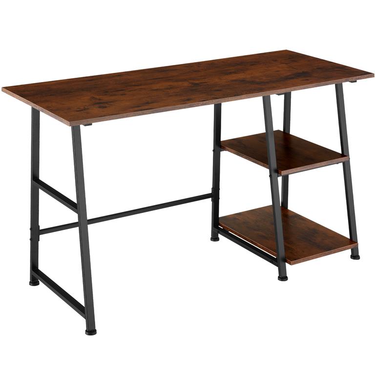 Bureau Style industriel étagère avec 2 espaces de stockage bois foncé