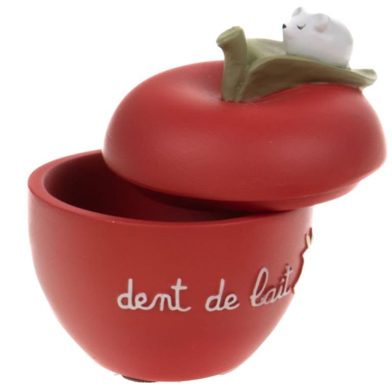 Petite boite à dents de lait en résine en forme de pomme