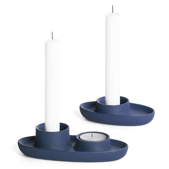 2 Bougeoirs bleu marine S Aye Aye - Emko