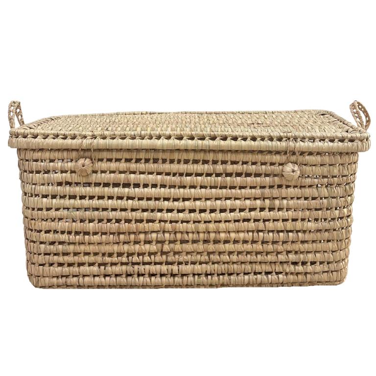 Malle de rangement feuille de palmier osier naturel 40 x 80