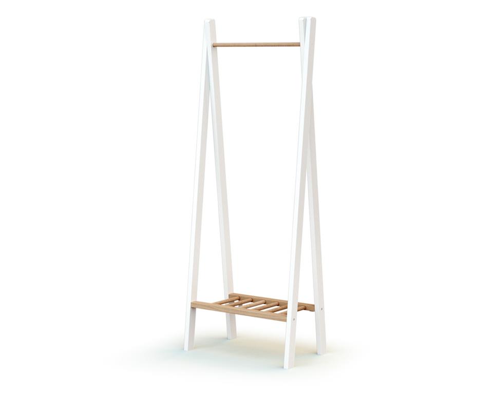 Portant à vêtements en bois de hêtre Essentiel blanc et beige